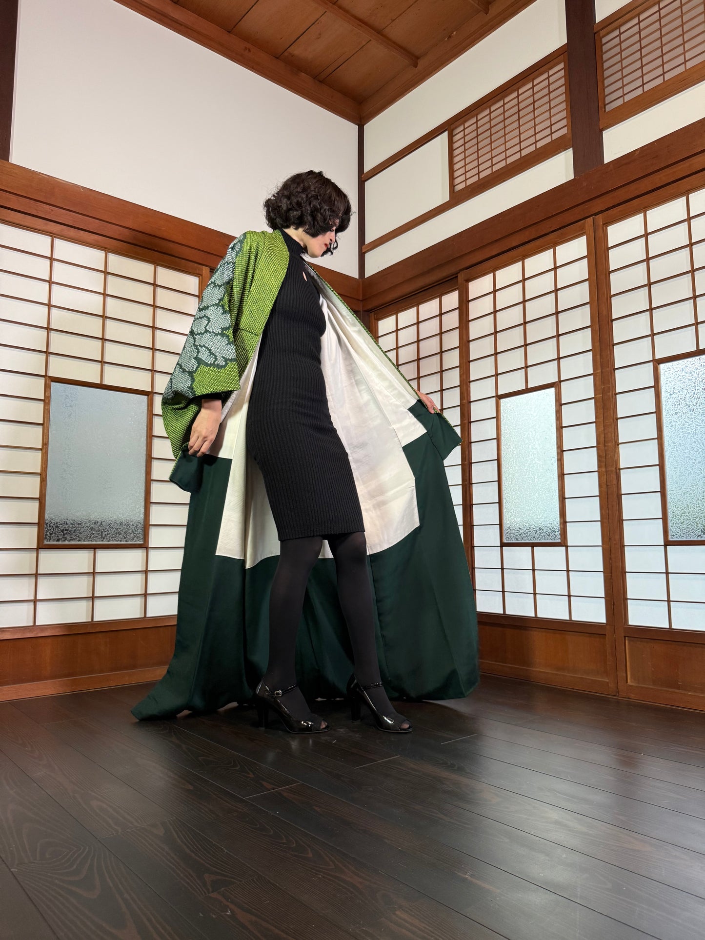 Redefining the Vintage Tomesode Collection "shibori, green"