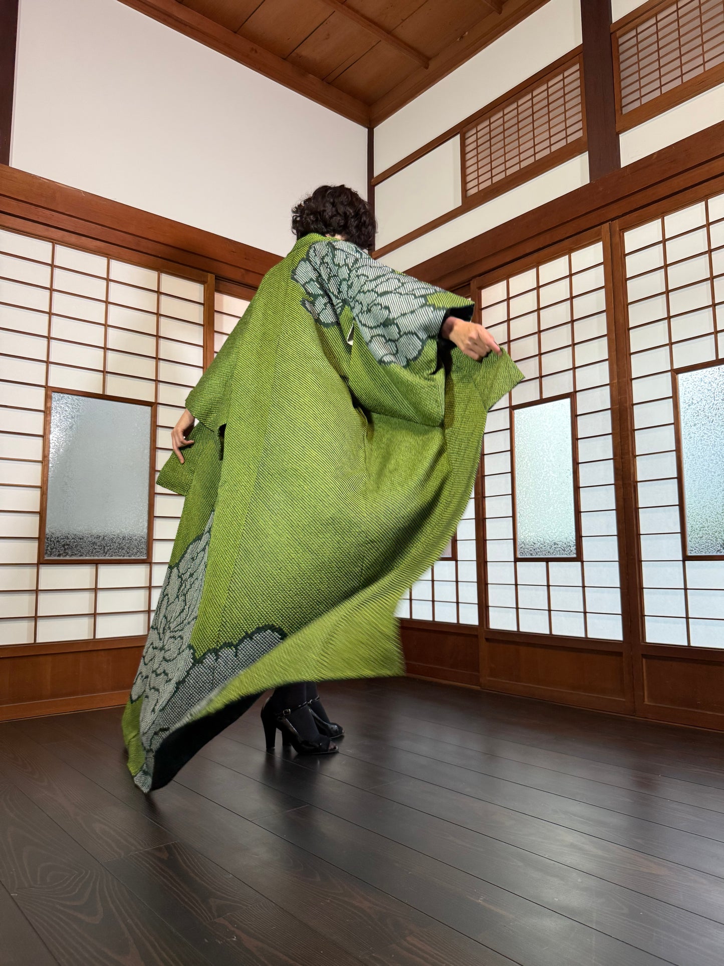 Redefining the Vintage Tomesode Collection "shibori, green"