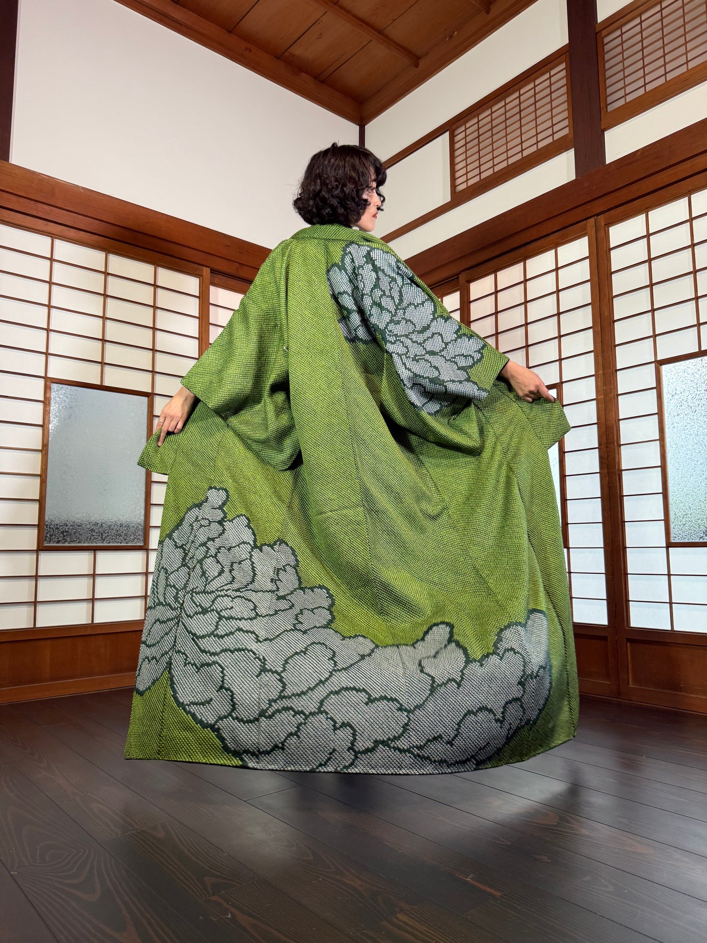 Redefining the Vintage Tomesode Collection "shibori, green"