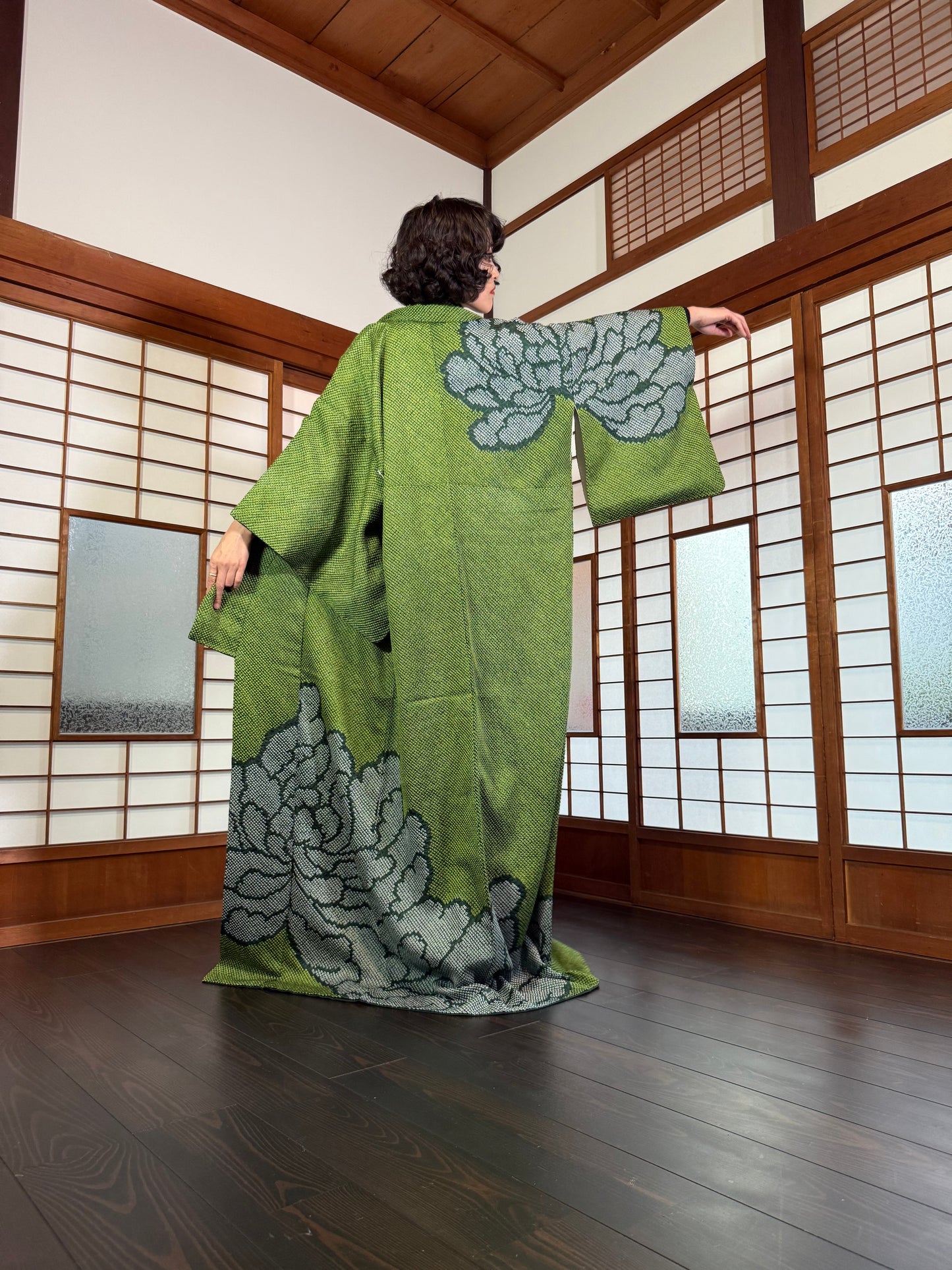 Redefining the Vintage Tomesode Collection "shibori, green"