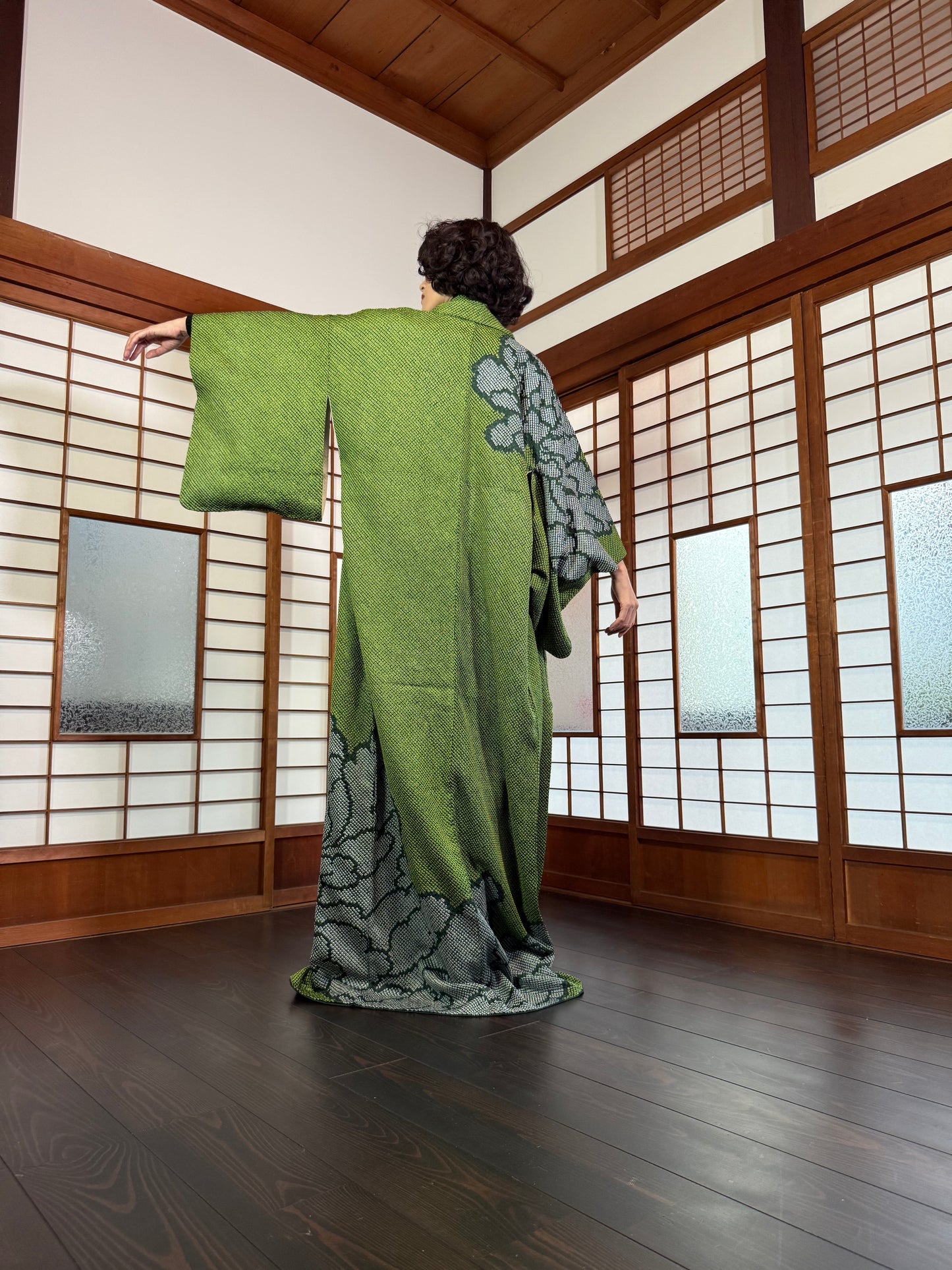 Redefining the Vintage Tomesode Collection "shibori, green"