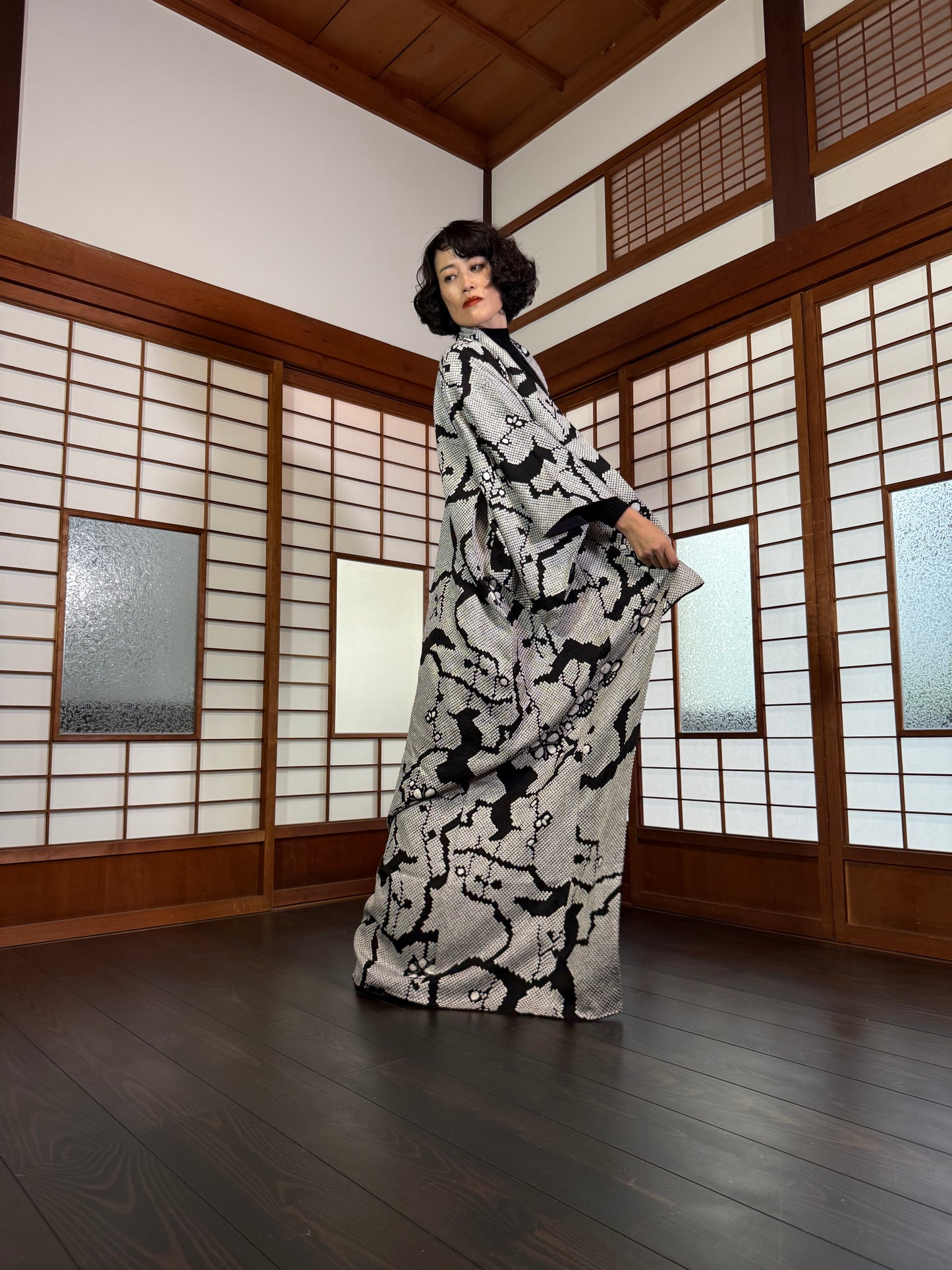 Redefining the Vintage Komon Collection "shibori, black, gold-kamon"