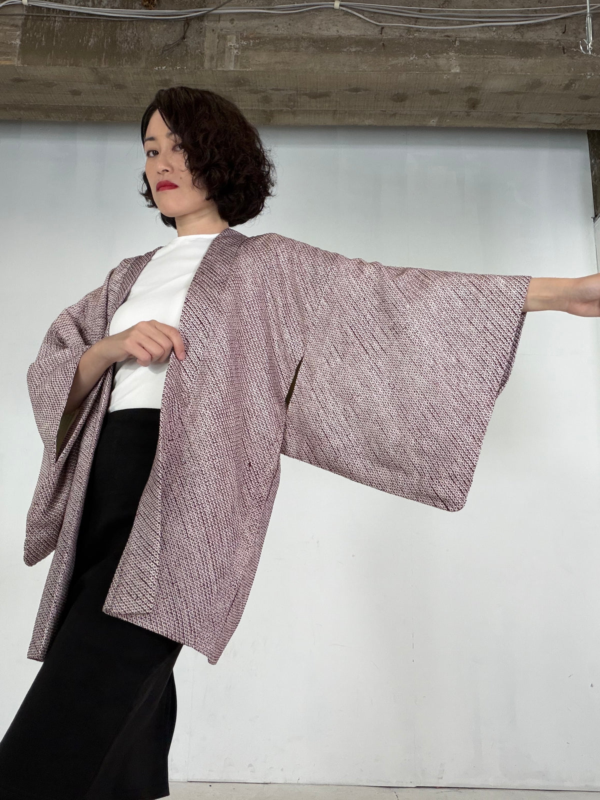 VINTAGE SHIBORI HAORI  "murasaki, SIB141"