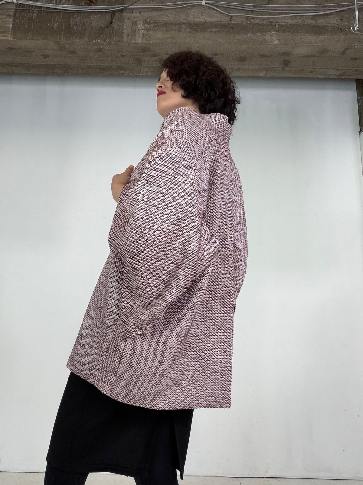 VINTAGE SHIBORI HAORI  "murasaki, SIB141"