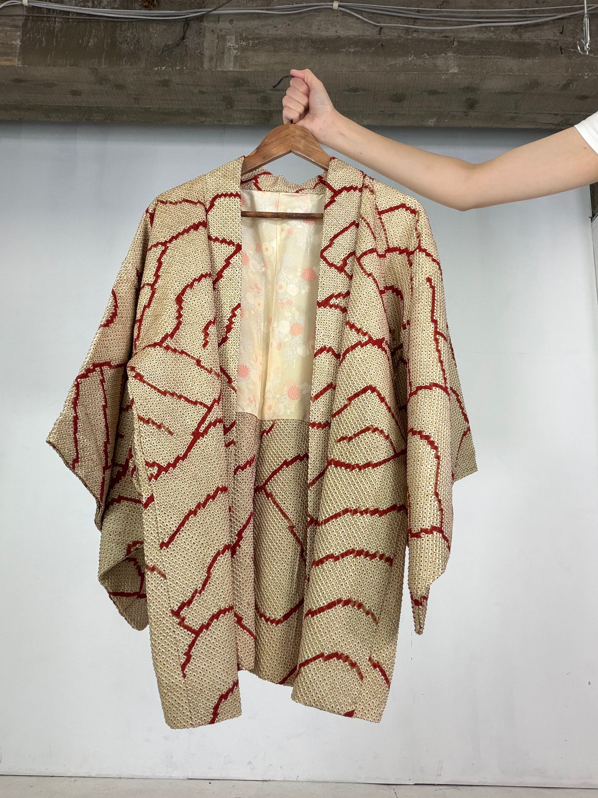 VINTAGE SHIBORI HAORI  "yellow, SIB137"