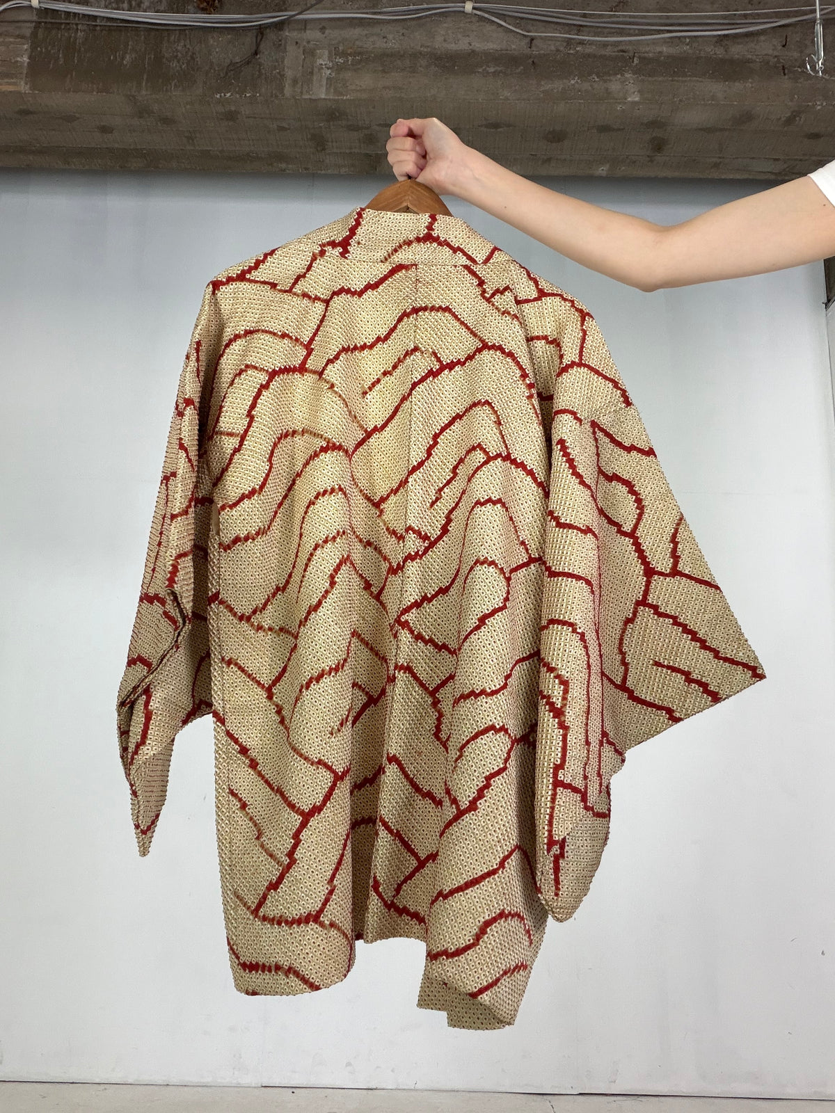 VINTAGE SHIBORI HAORI  "yellow, SIB137"