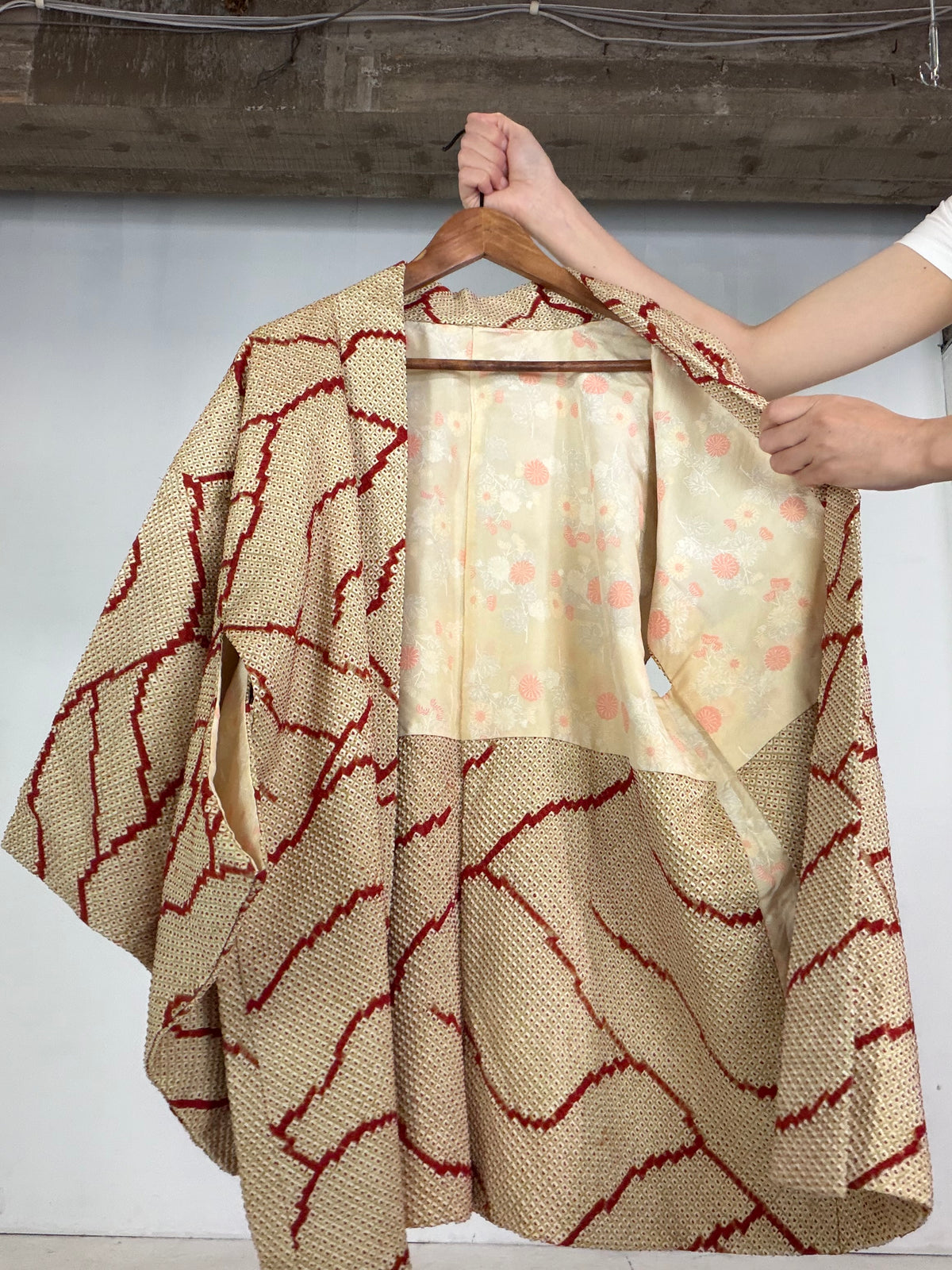 VINTAGE SHIBORI HAORI  "yellow, SIB137"