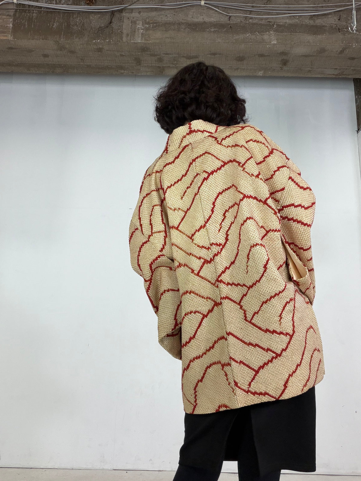 VINTAGE SHIBORI HAORI  "yellow, SIB137"