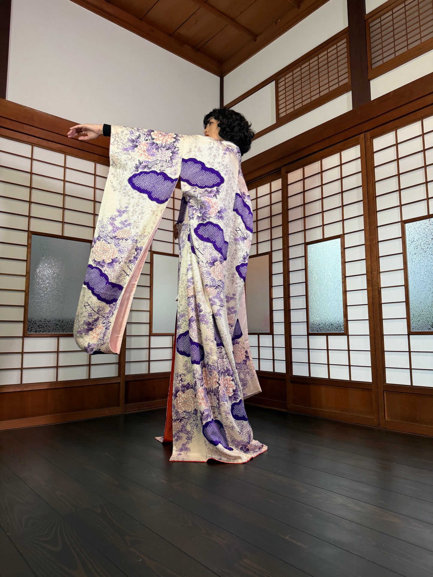 Redefining the Vintage Furisode Collection "white, purple"