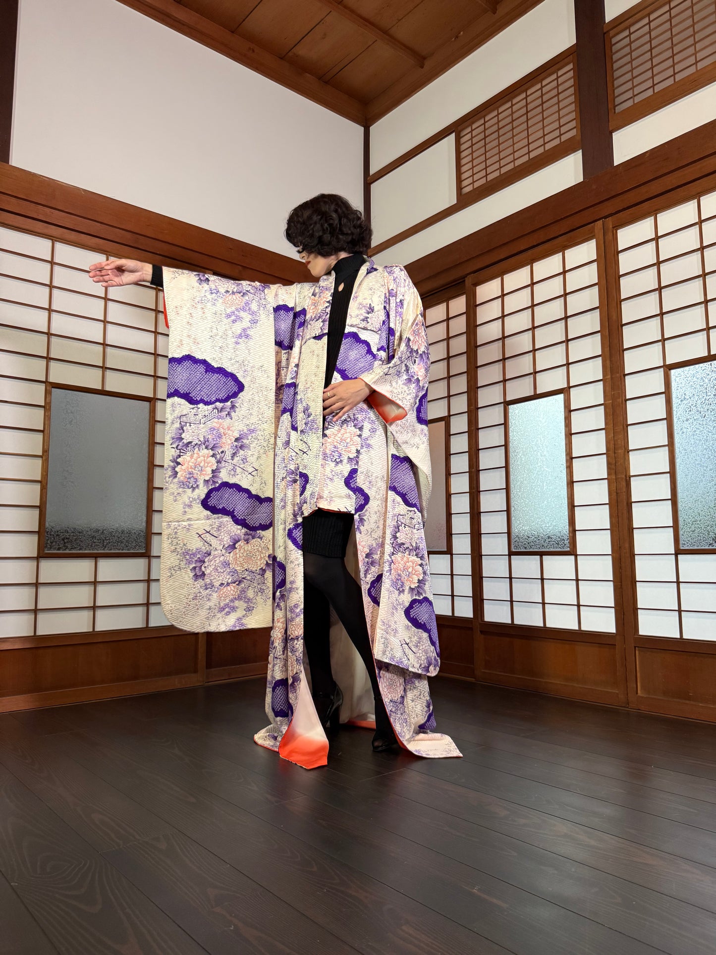 Redefining the Vintage Furisode Collection "white, purple"
