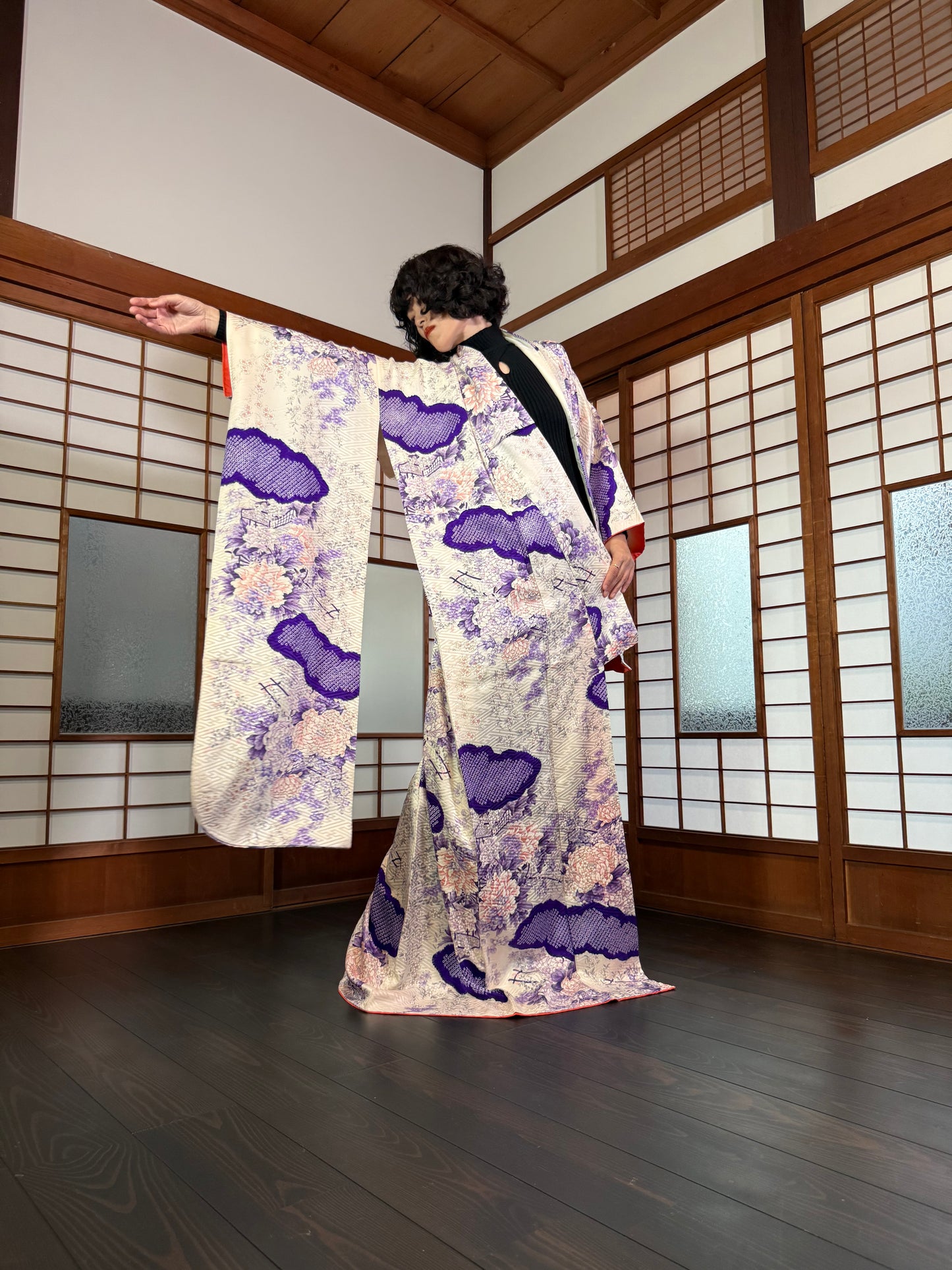 Redefining the Vintage Furisode Collection "white, purple"