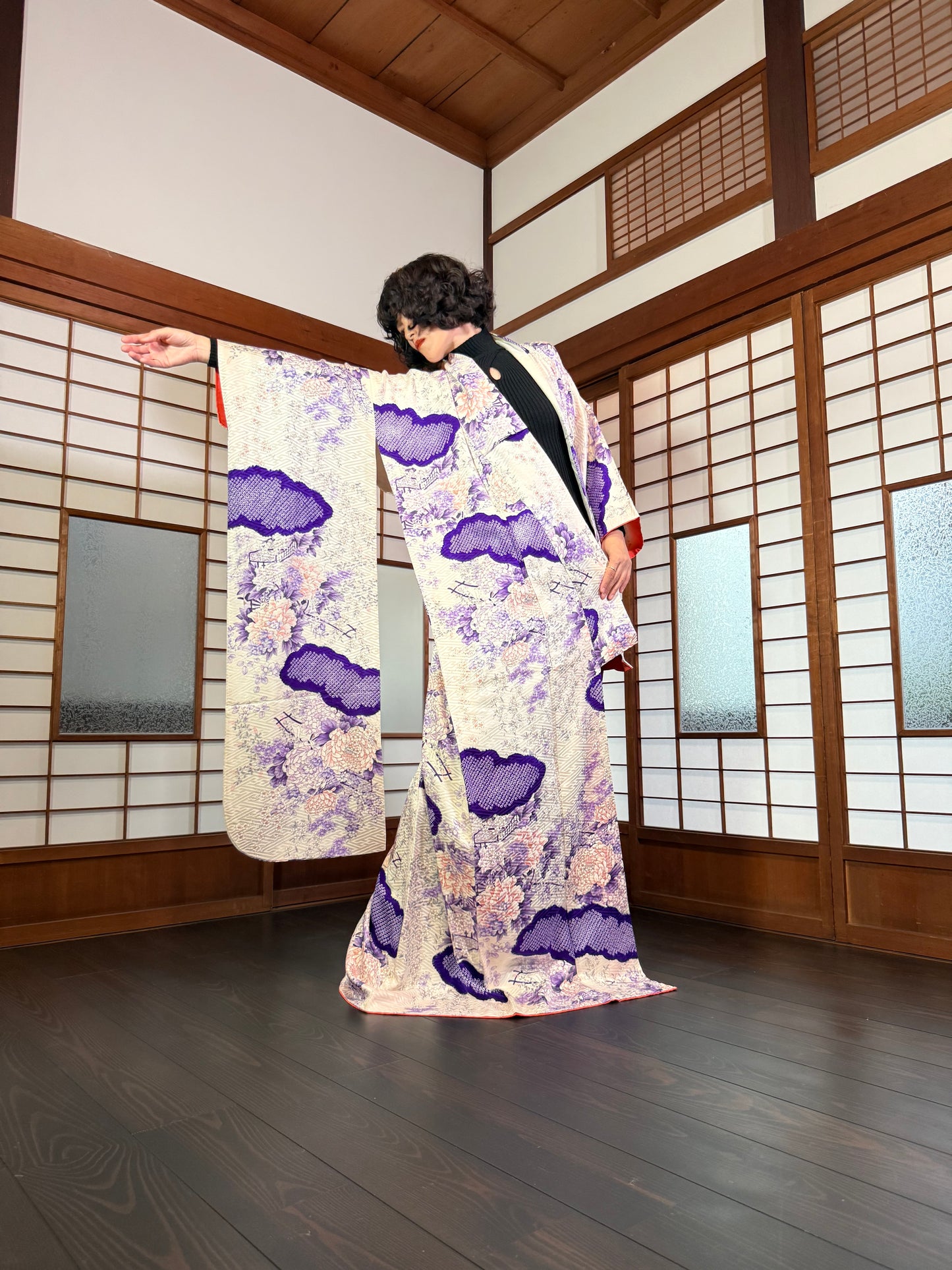 Redefining the Vintage Furisode Collection "white, purple"