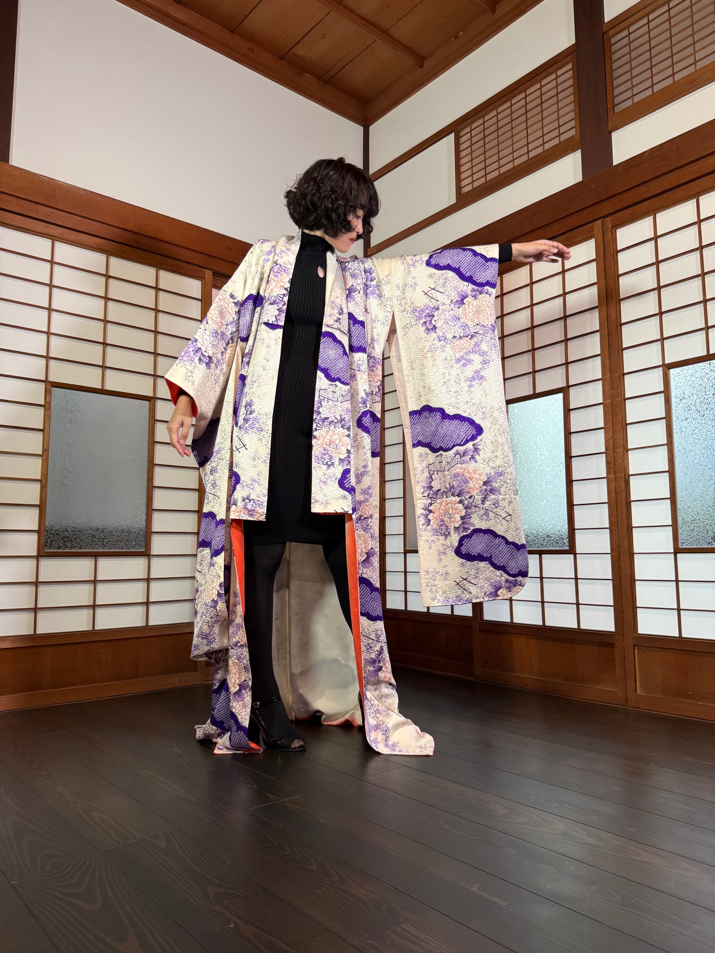 Redefining the Vintage Furisode Collection "white, purple"