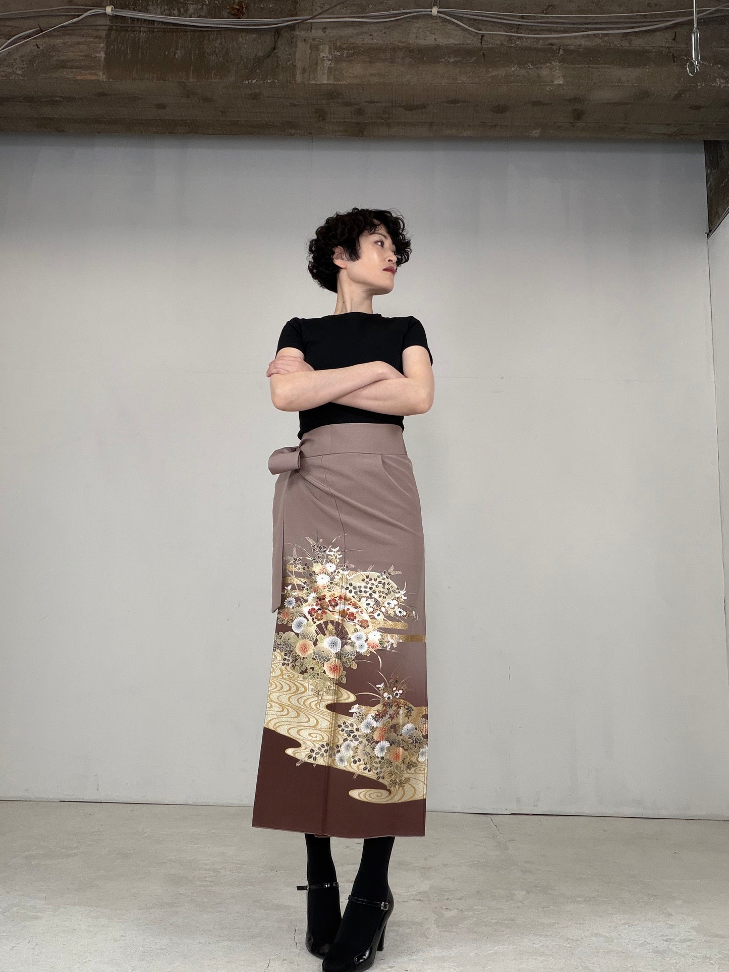 IROTOME SKIRT UPCYCLED FROM JAPANESE KIMONO "IRO131"