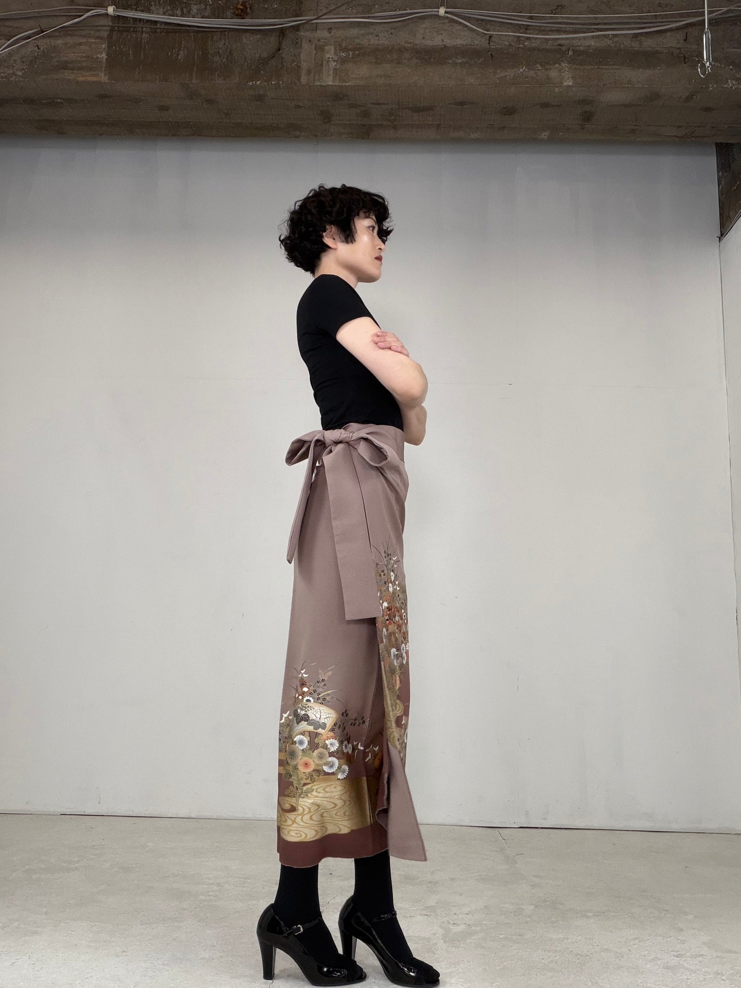 IROTOME SKIRT UPCYCLED FROM JAPANESE KIMONO "IRO131"