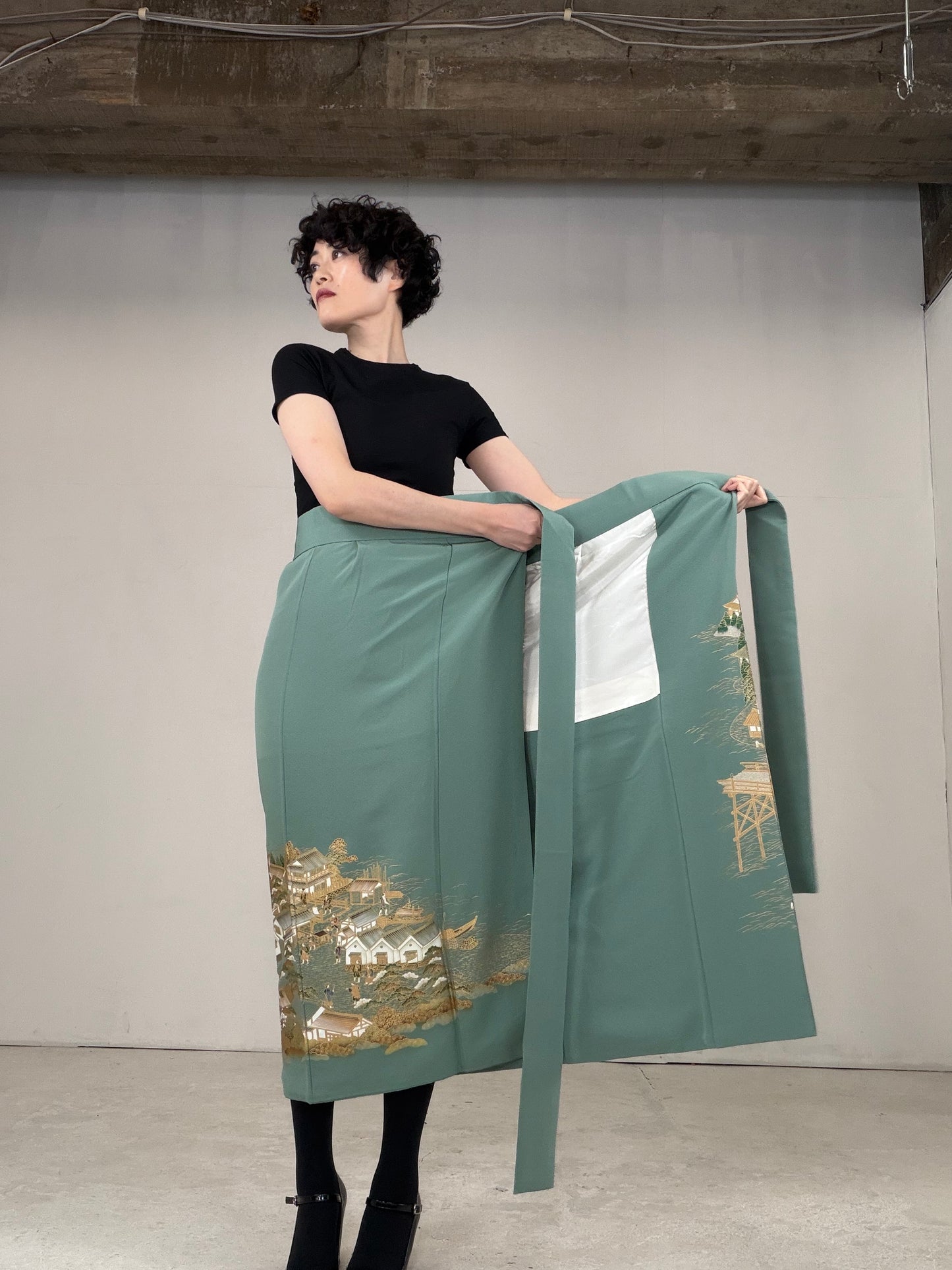 IROTOME SKIRT UPCYCLED FROM JAPANESE KIMONO "IRO129"
