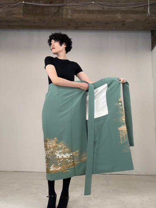 IROTOME SKIRT UPCYCLED FROM JAPANESE KIMONO "IRO129"
