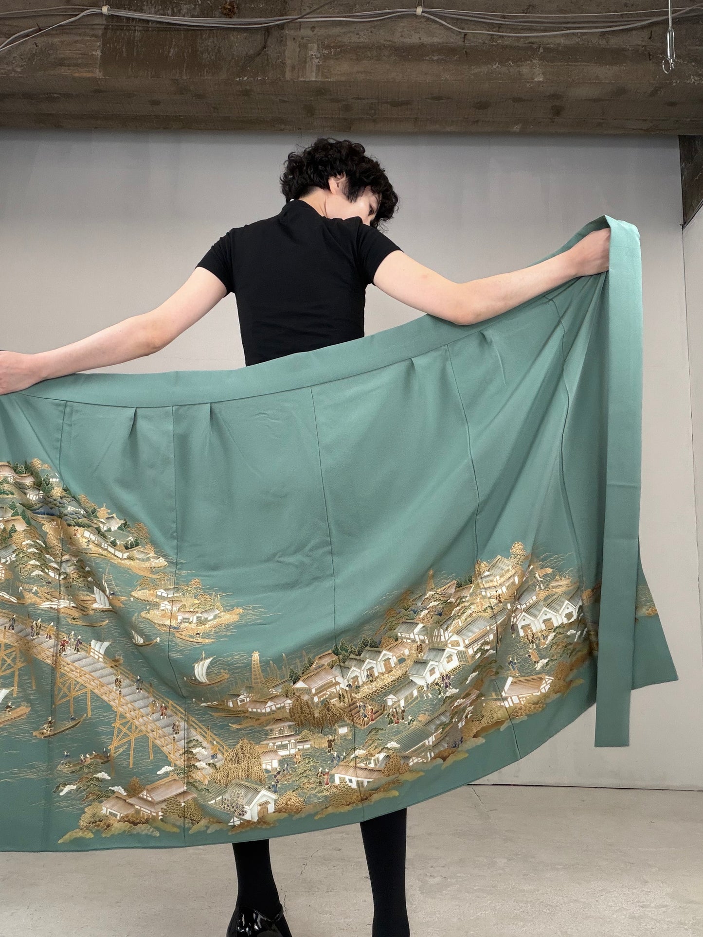 IROTOME SKIRT UPCYCLED FROM JAPANESE KIMONO "IRO129"