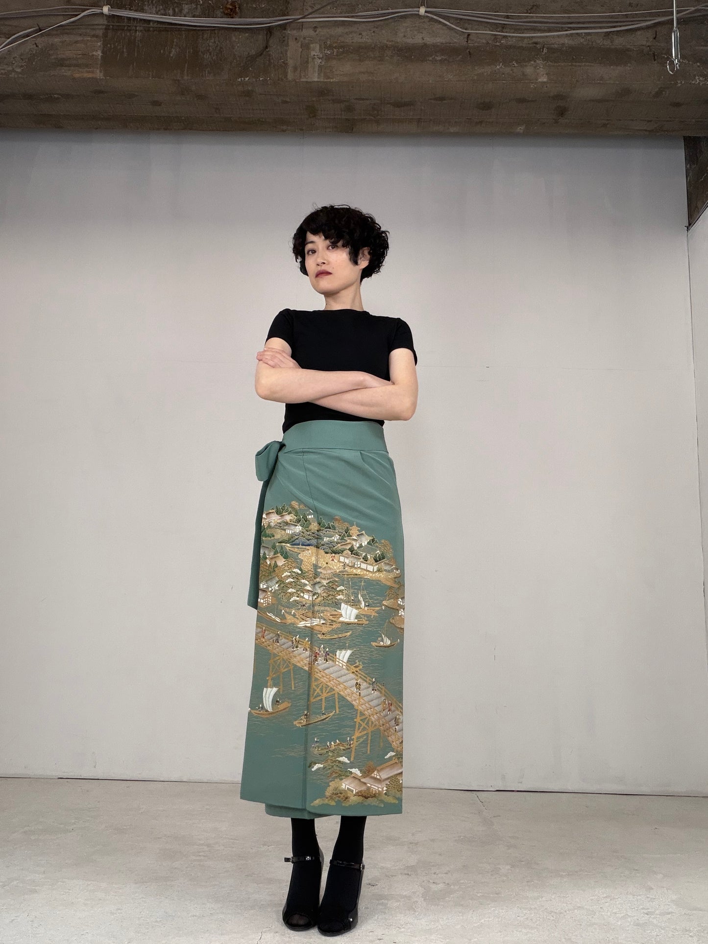 IROTOME SKIRT UPCYCLED FROM JAPANESE KIMONO "IRO129"