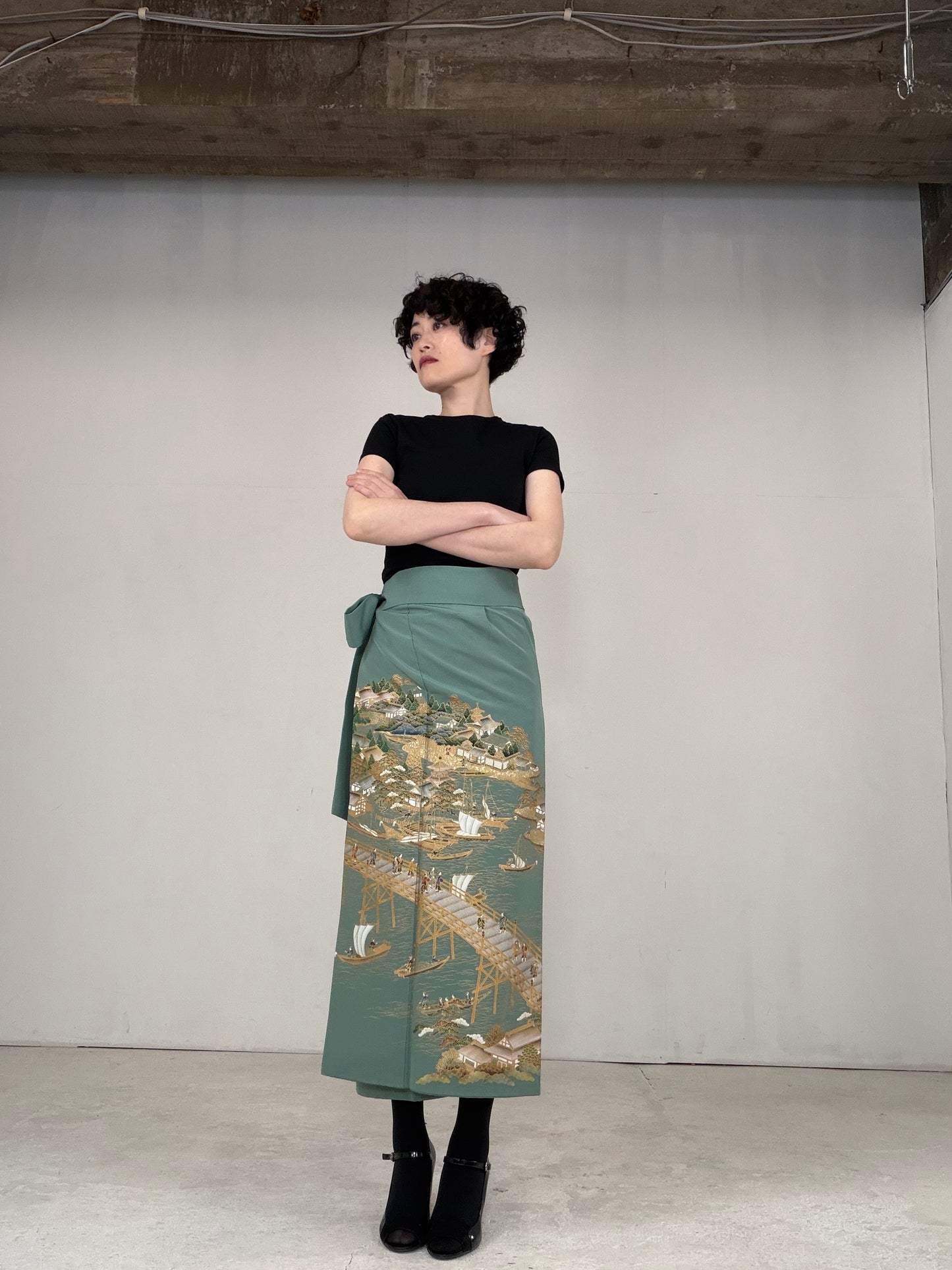 IROTOME SKIRT UPCYCLED FROM JAPANESE KIMONO "IRO129"