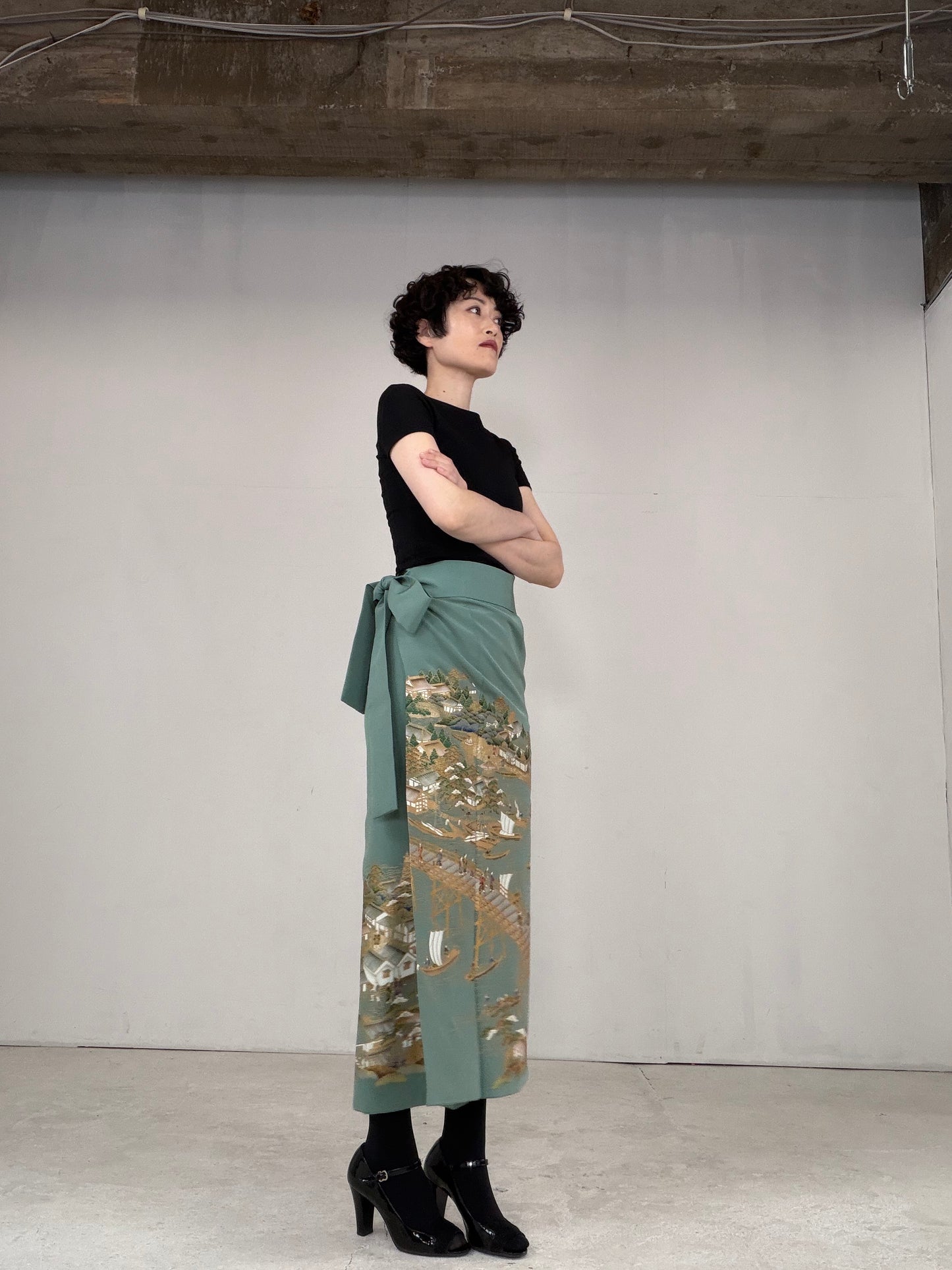 IROTOME SKIRT UPCYCLED FROM JAPANESE KIMONO "IRO129"