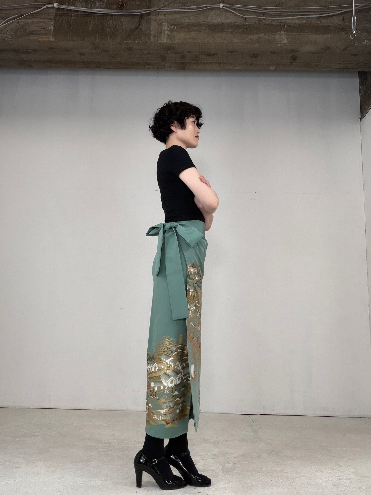 IROTOME SKIRT UPCYCLED FROM JAPANESE KIMONO "IRO129"