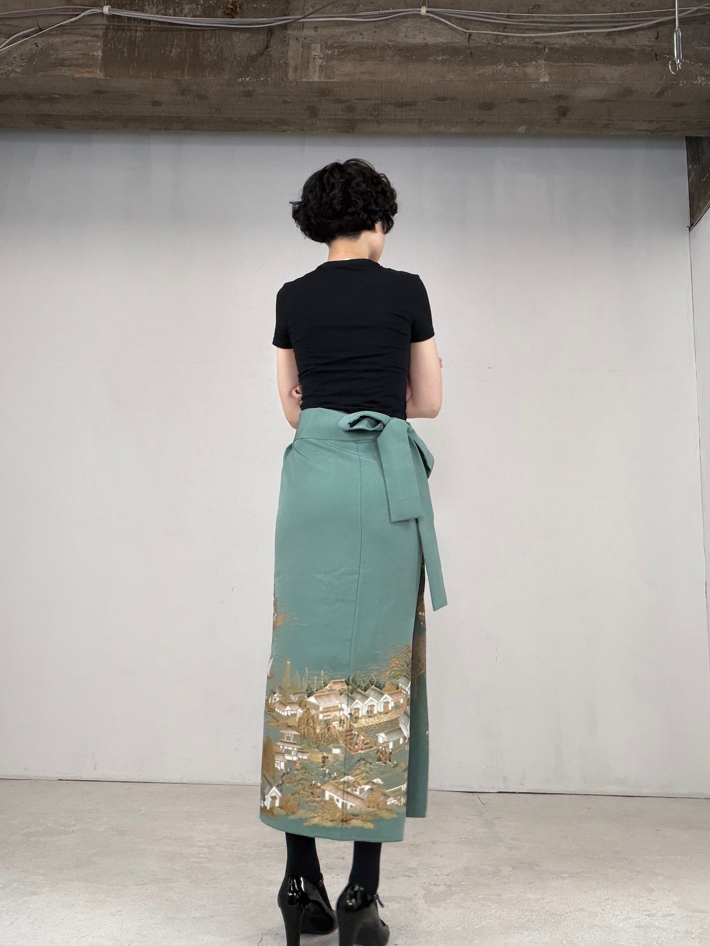 IROTOME SKIRT UPCYCLED FROM JAPANESE KIMONO "IRO129"