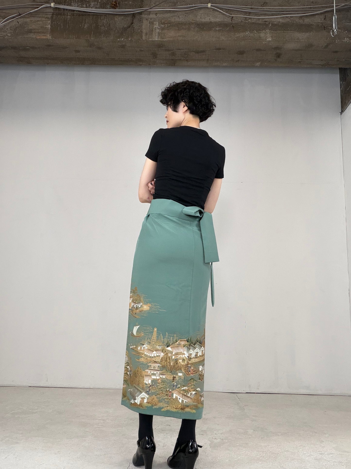 IROTOME SKIRT UPCYCLED FROM JAPANESE KIMONO "IRO129"