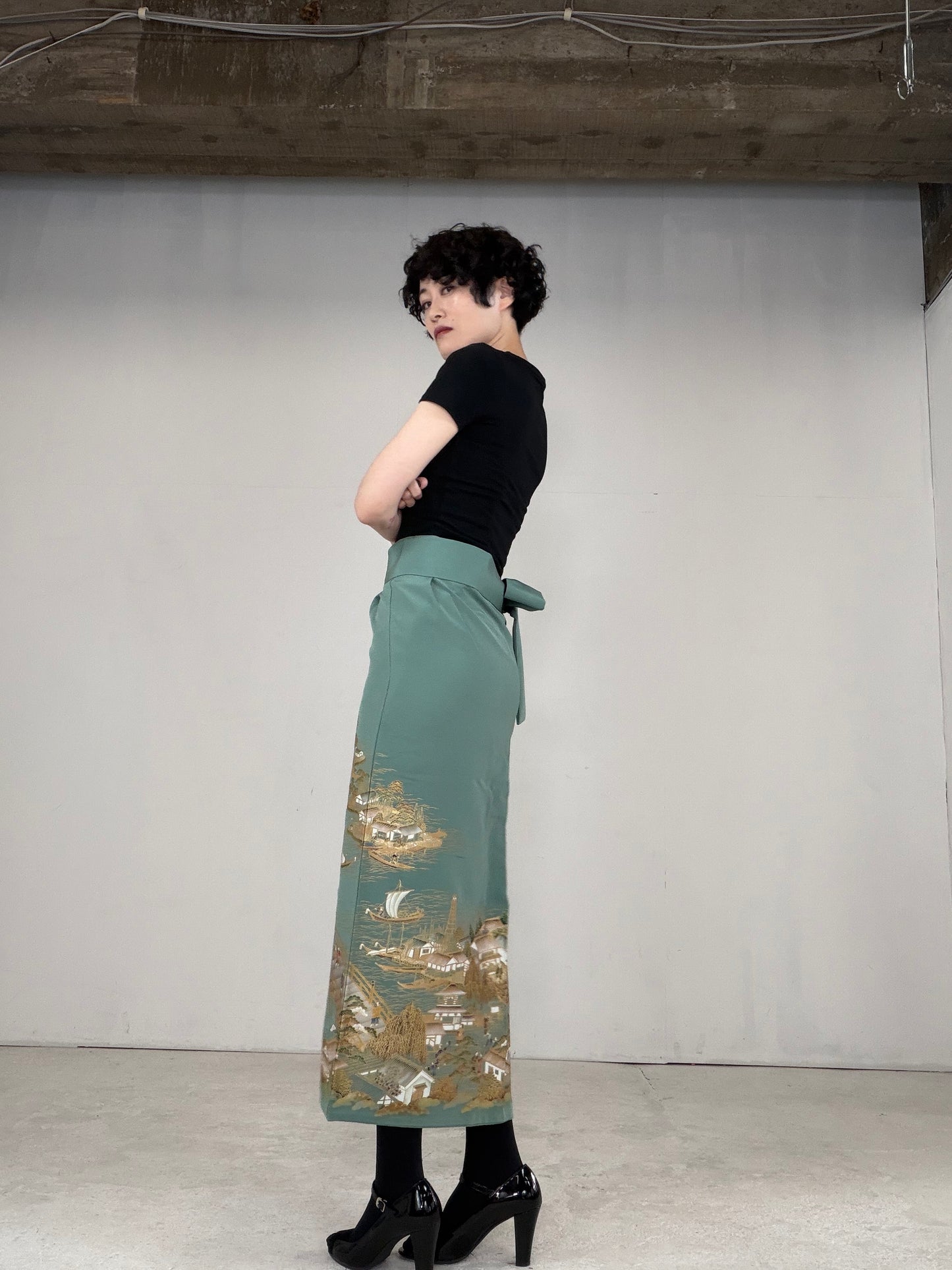 IROTOME SKIRT UPCYCLED FROM JAPANESE KIMONO "IRO129"