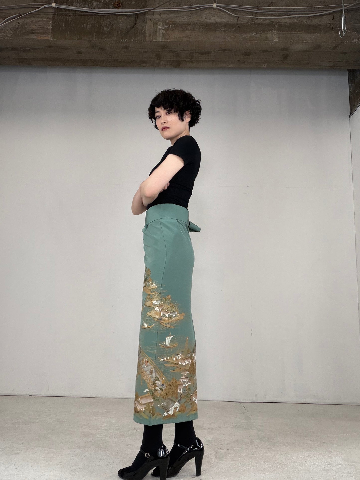 IROTOME SKIRT UPCYCLED FROM JAPANESE KIMONO "IRO129"