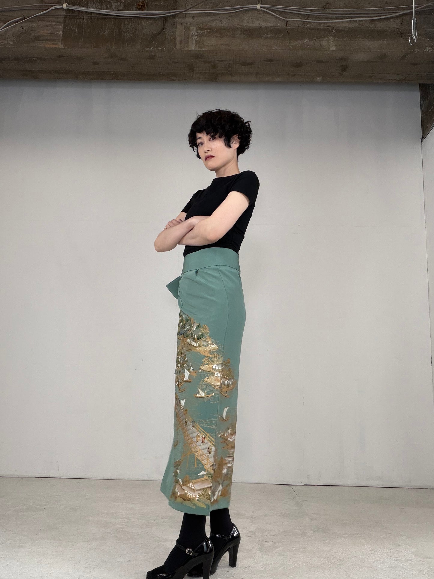 IROTOME SKIRT UPCYCLED FROM JAPANESE KIMONO "IRO129"
