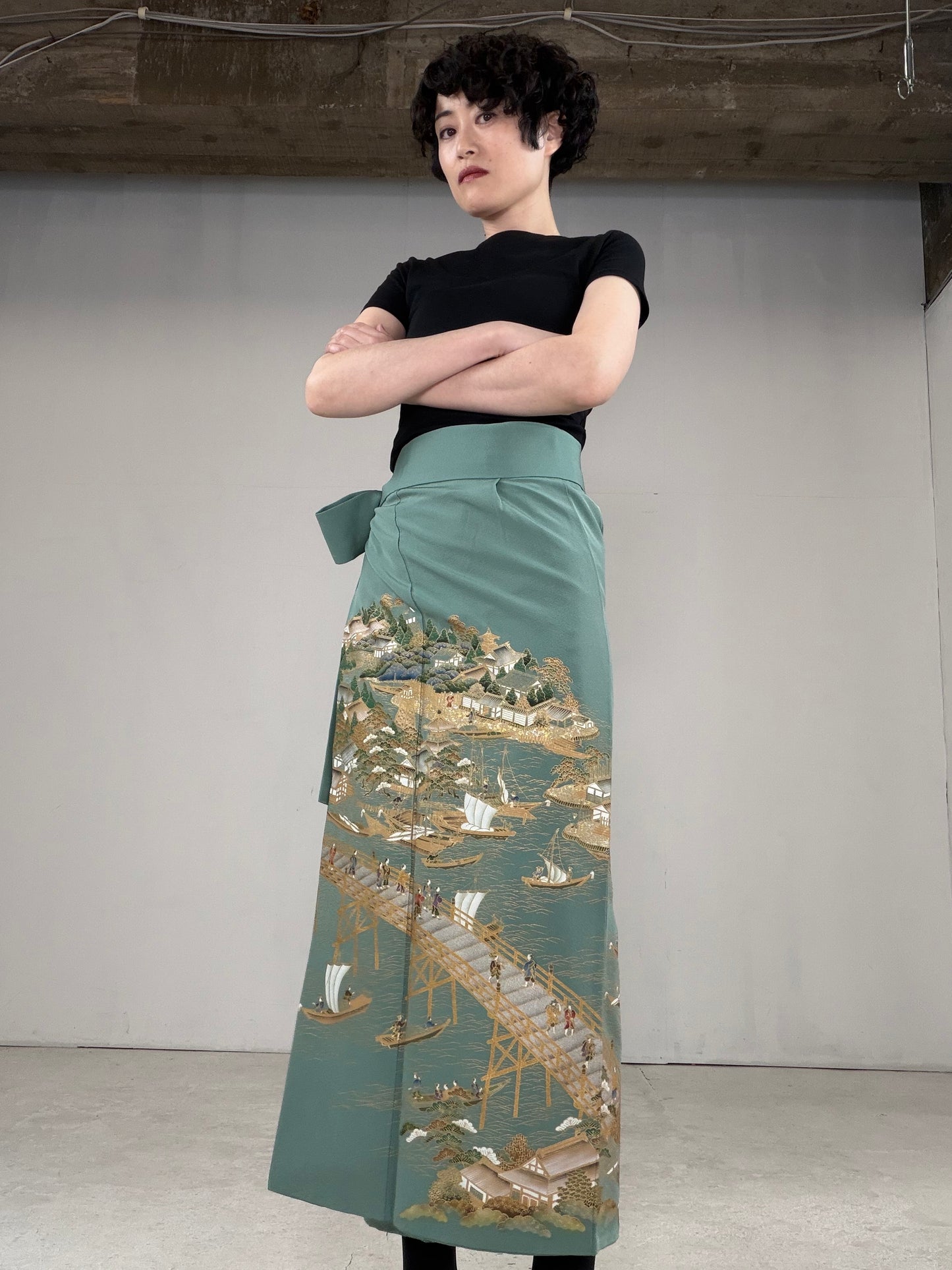 IROTOME SKIRT UPCYCLED FROM JAPANESE KIMONO "IRO129"