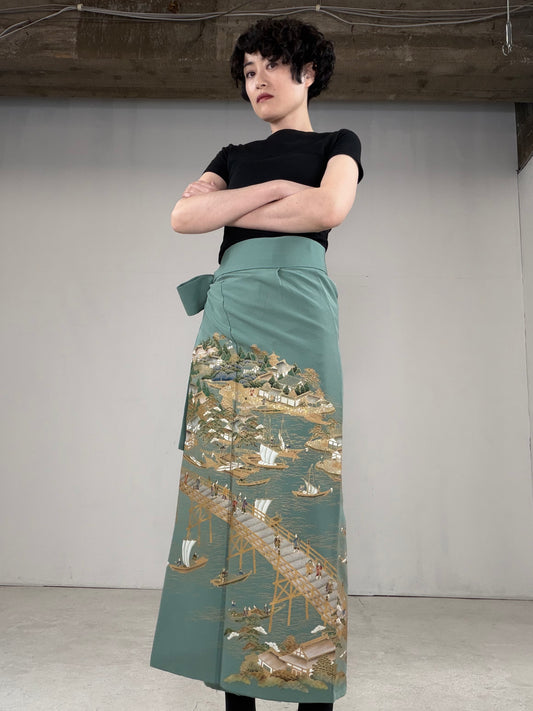 IROTOME SKIRT UPCYCLED FROM JAPANESE KIMONO "IRO129"