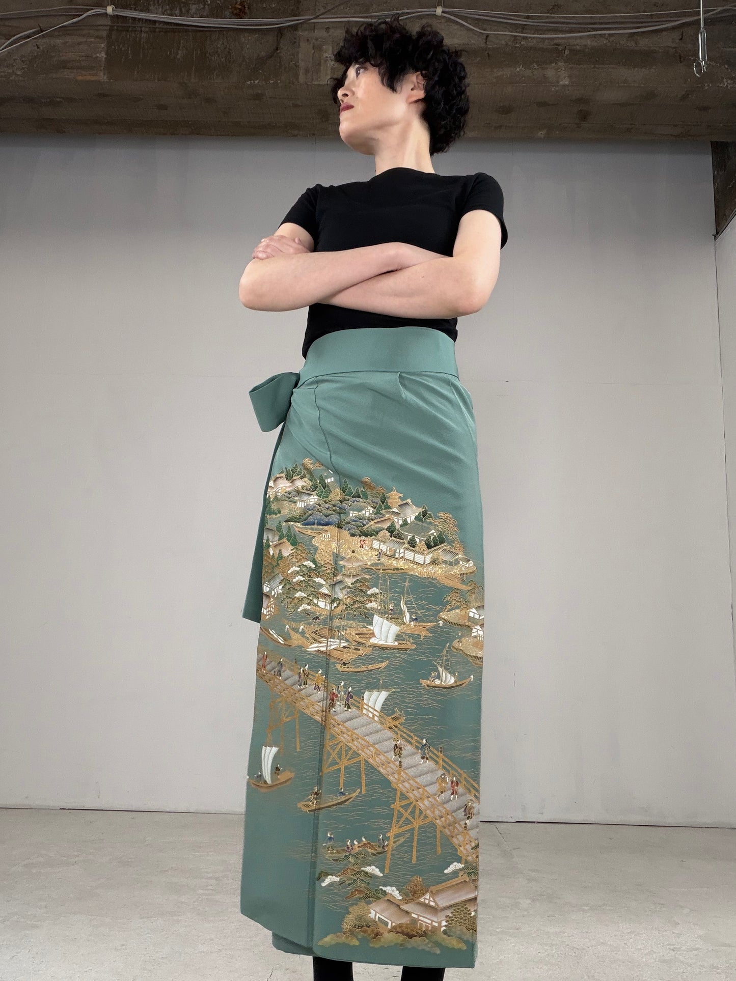 IROTOME SKIRT UPCYCLED FROM JAPANESE KIMONO "IRO129"