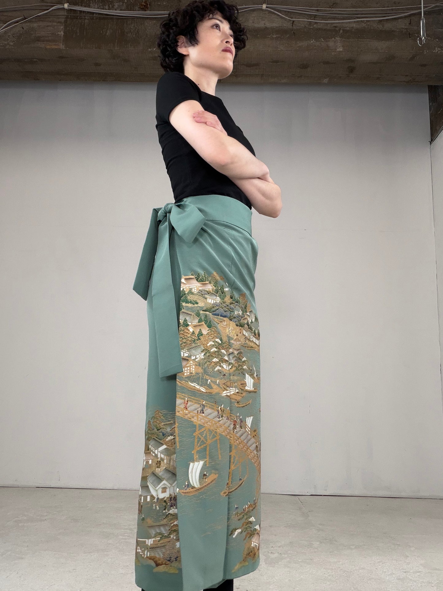 IROTOME SKIRT UPCYCLED FROM JAPANESE KIMONO "IRO129"