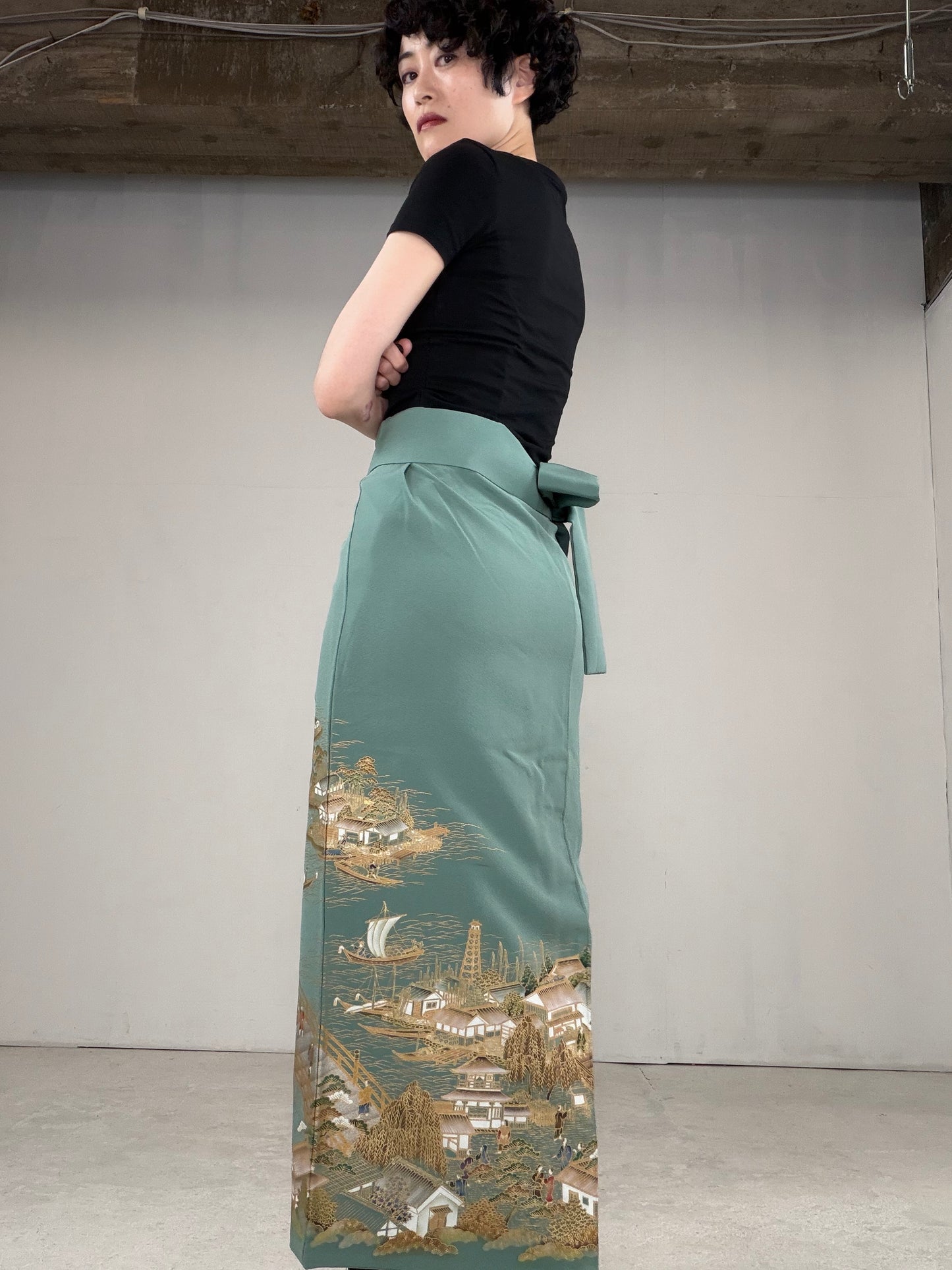 IROTOME SKIRT UPCYCLED FROM JAPANESE KIMONO "IRO129"