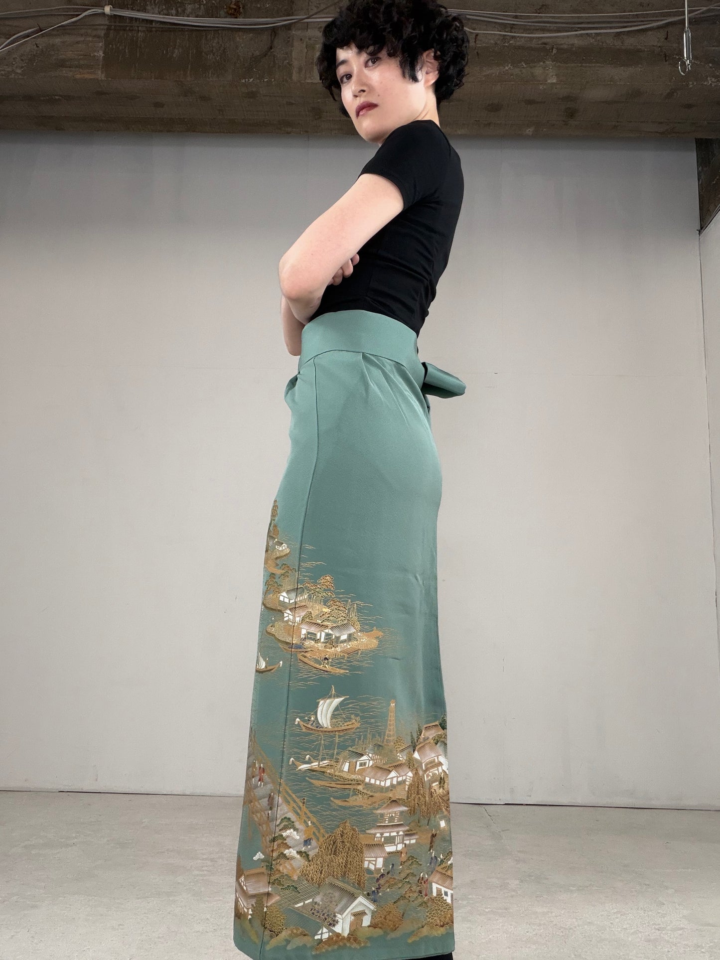 IROTOME SKIRT UPCYCLED FROM JAPANESE KIMONO "IRO129"
