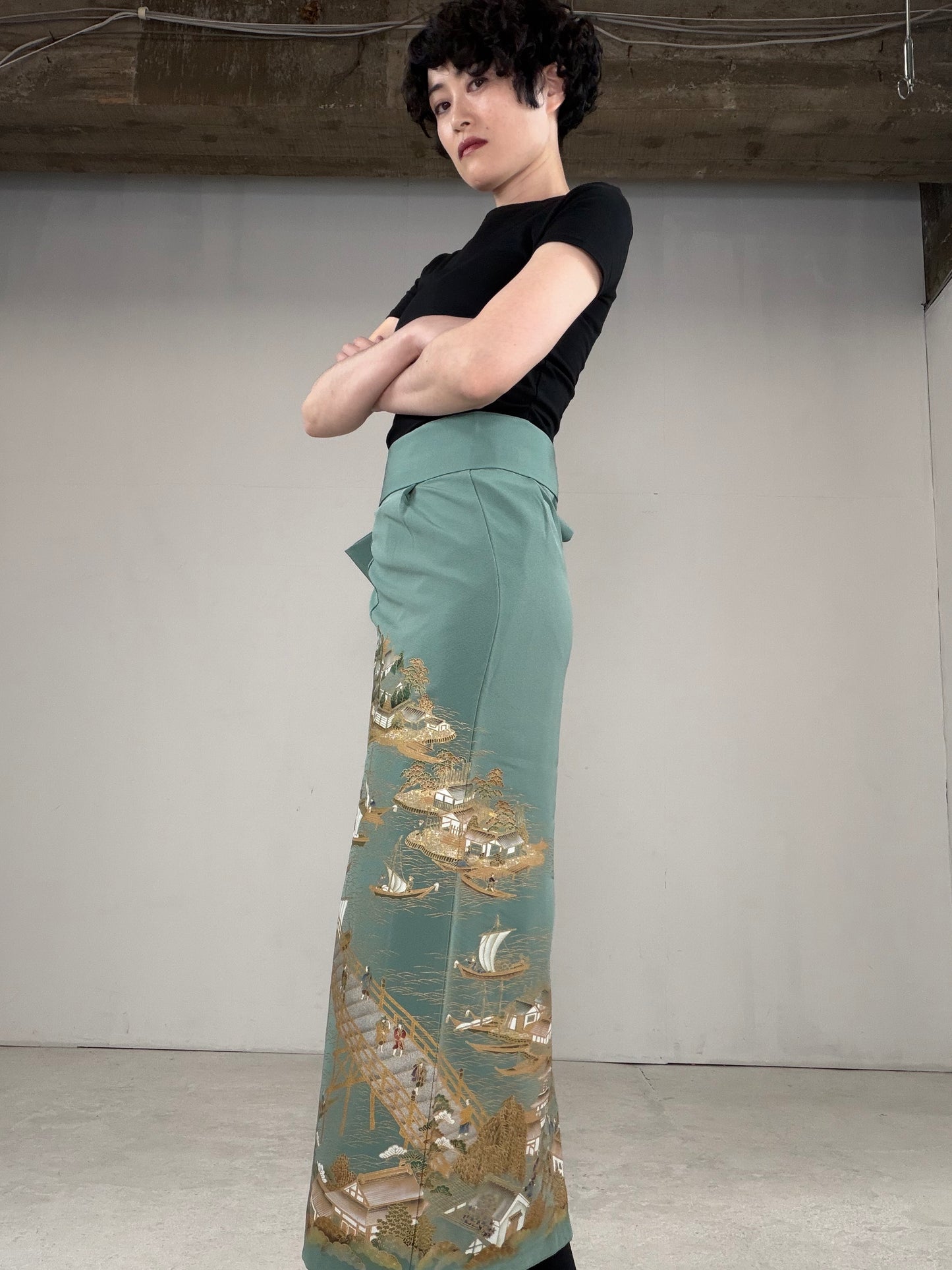 IROTOME SKIRT UPCYCLED FROM JAPANESE KIMONO "IRO129"
