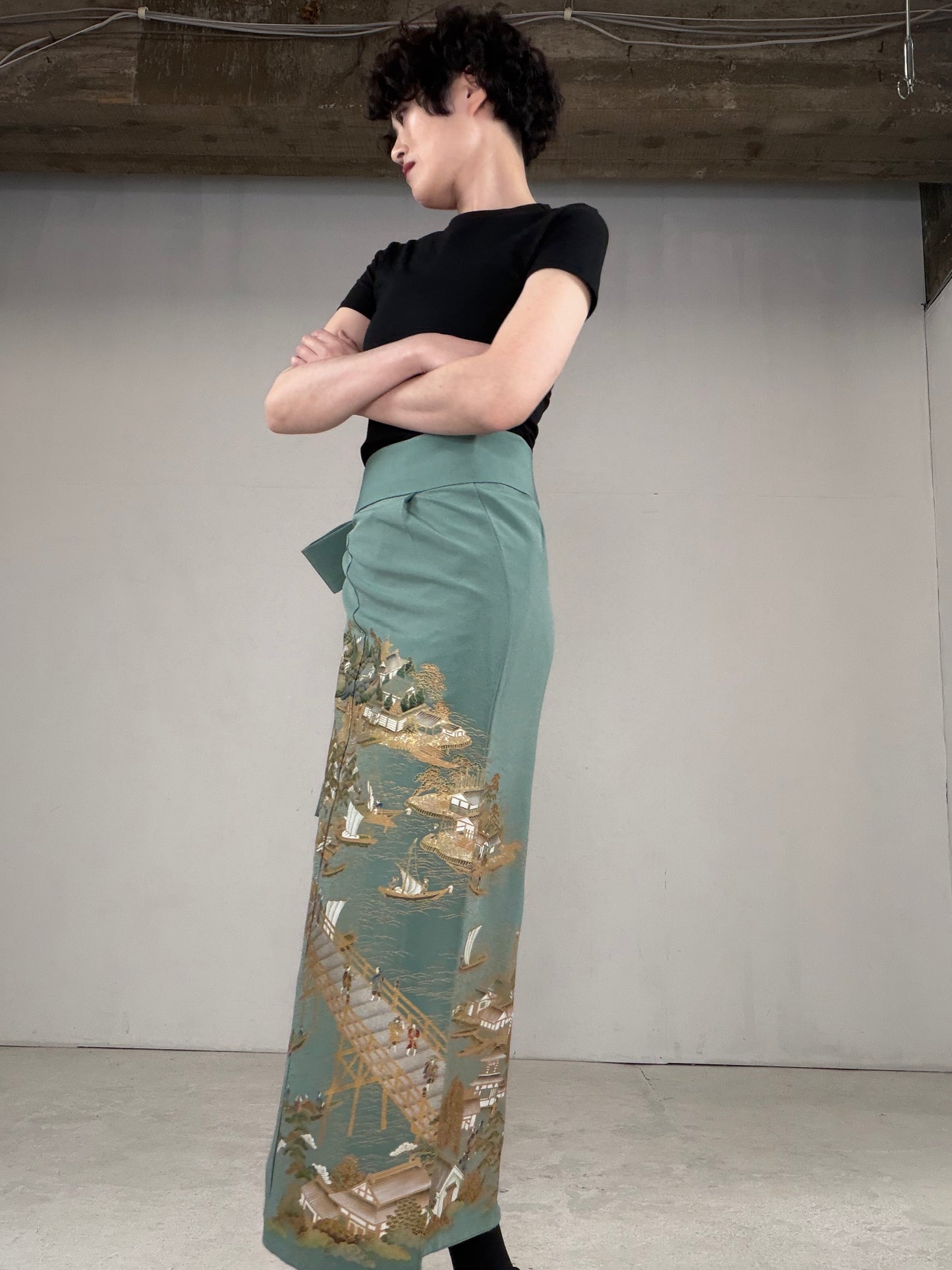 IROTOME SKIRT UPCYCLED FROM JAPANESE KIMONO "IRO129"