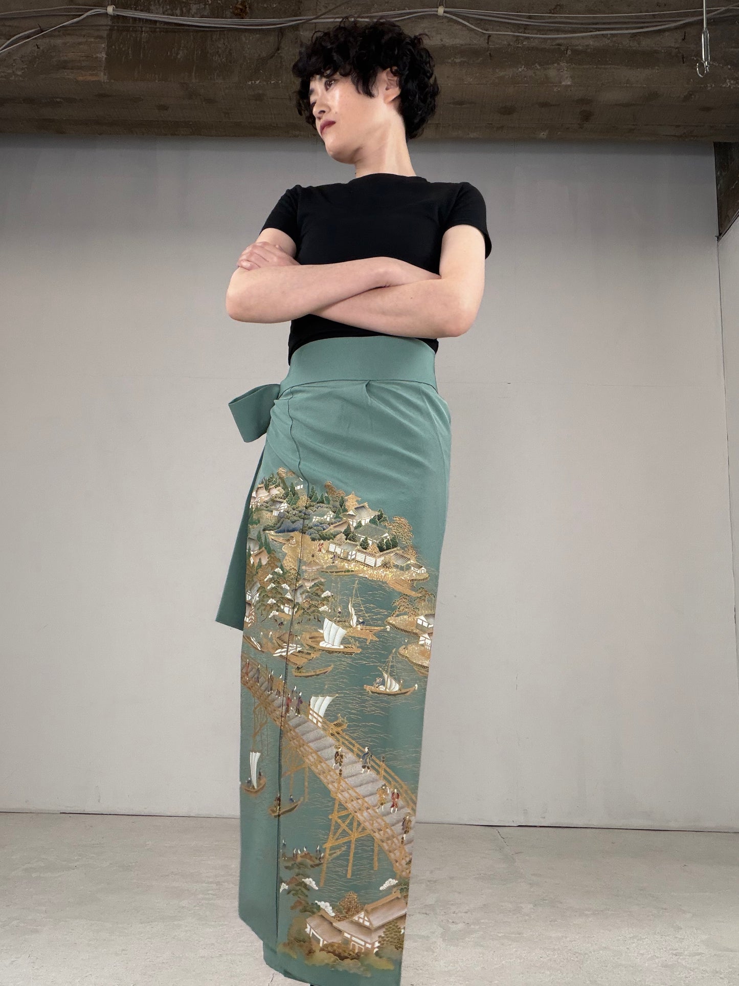 IROTOME SKIRT UPCYCLED FROM JAPANESE KIMONO "IRO129"