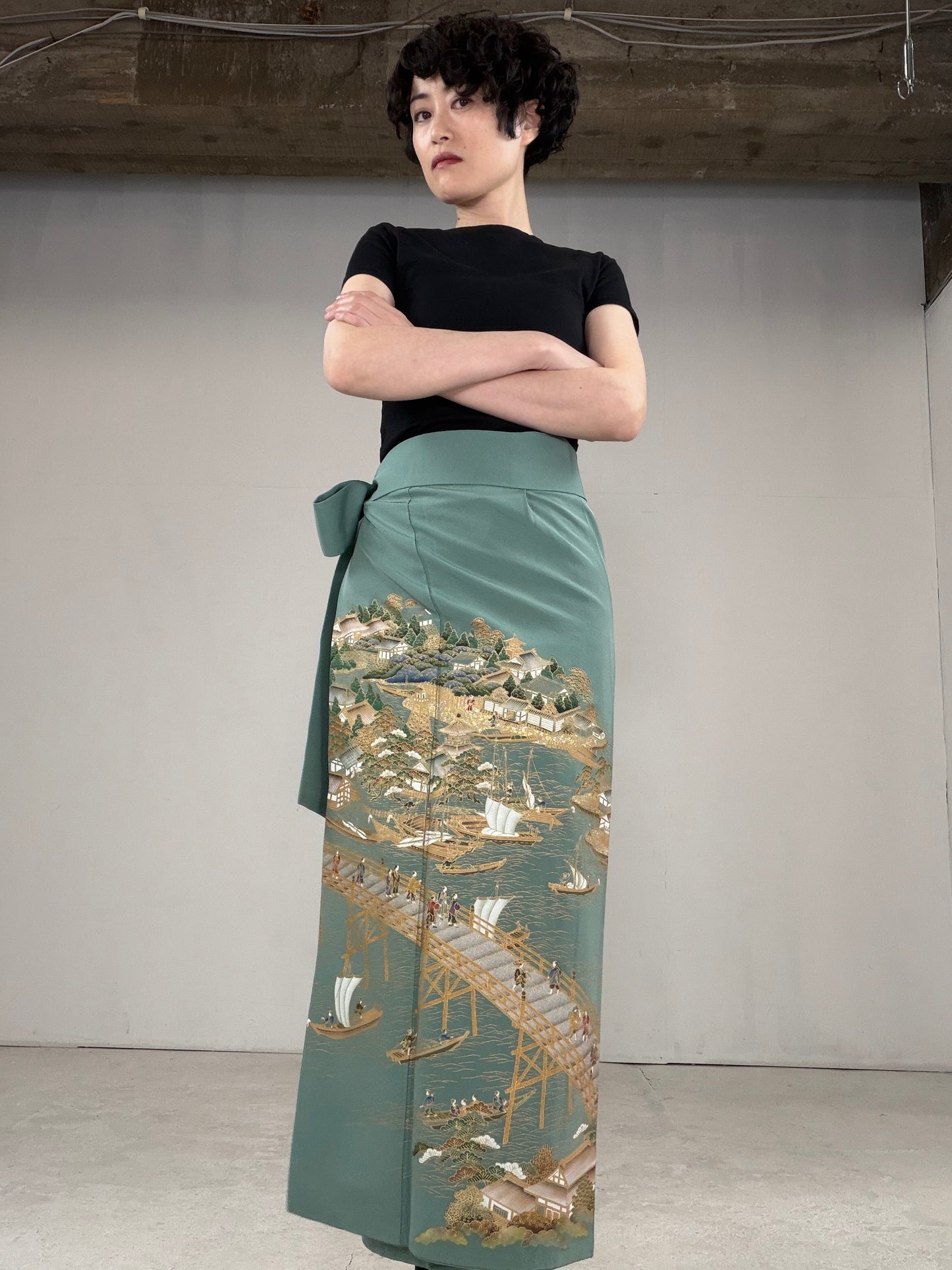 IROTOME SKIRT UPCYCLED FROM JAPANESE KIMONO "IRO129"