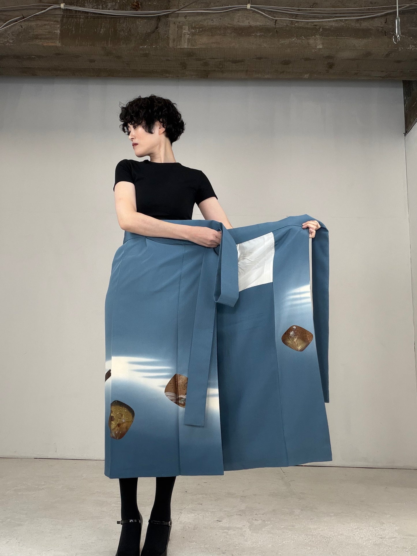 IROTOME SKIRT UPCYCLED FROM JAPANESE KIMONO "IRO128"
