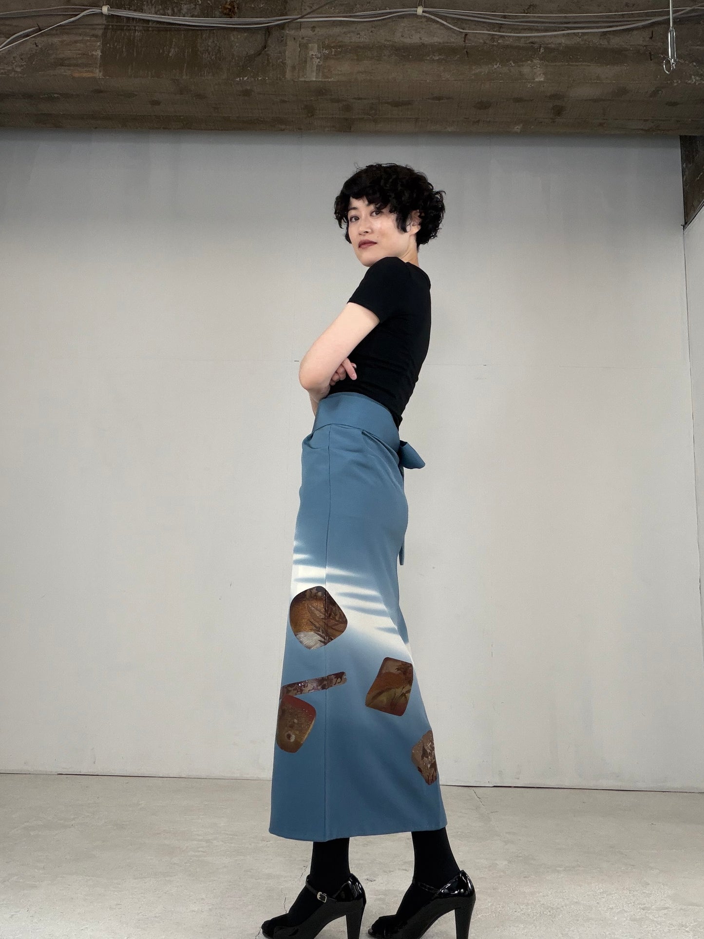 IROTOME SKIRT UPCYCLED FROM JAPANESE KIMONO "IRO128"