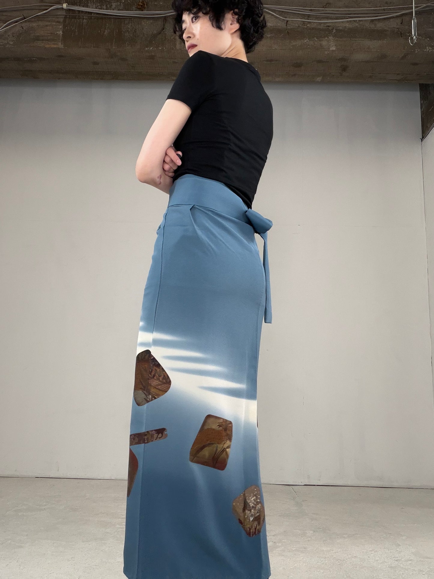 IROTOME SKIRT UPCYCLED FROM JAPANESE KIMONO "IRO128"