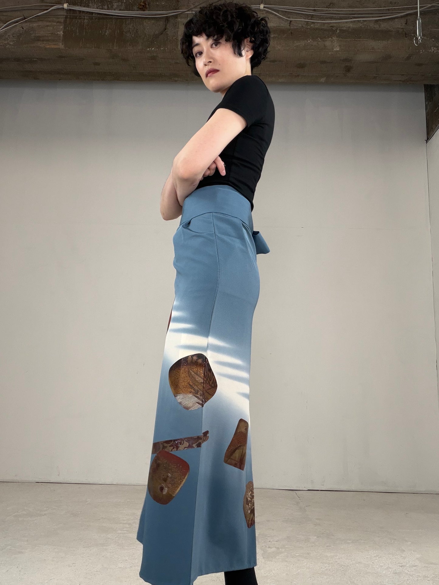 IROTOME SKIRT UPCYCLED FROM JAPANESE KIMONO "IRO128"