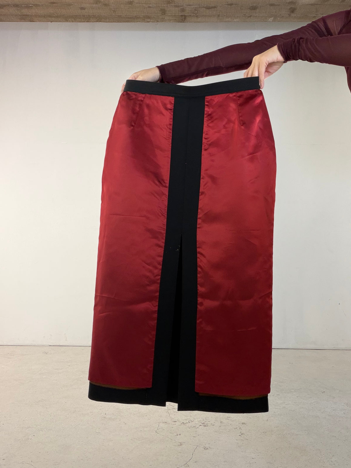 Kimono Skirt "SAI005" — Upcycled from Japanese Kimono Black Haori