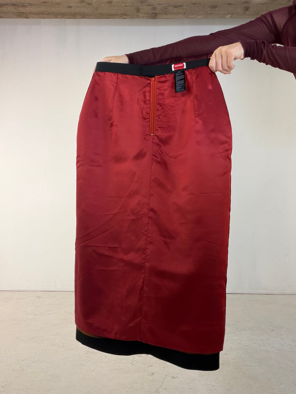 Kimono Skirt "SAI005" — Upcycled from Japanese Kimono Black Haori