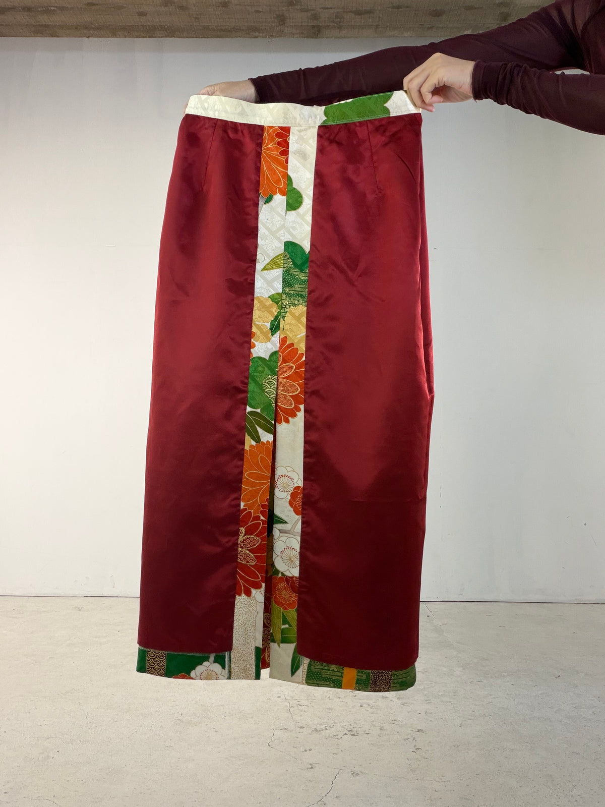 Kimono Skirt "SAI001" — Upcycled from Japanese Kimono Furisode