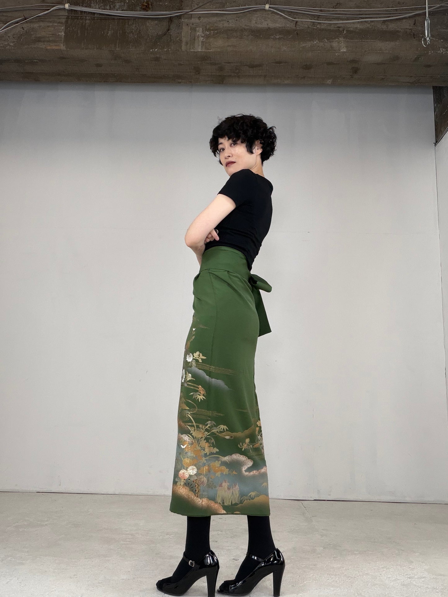 IROTOME SKIRT UPCYCLED FROM JAPANESE KIMONO "IRO127"