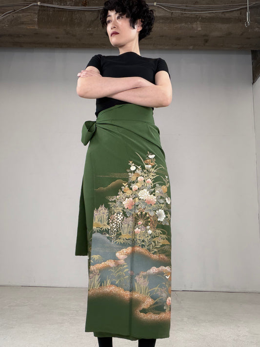 IROTOME SKIRT UPCYCLED FROM JAPANESE KIMONO "IRO127"
